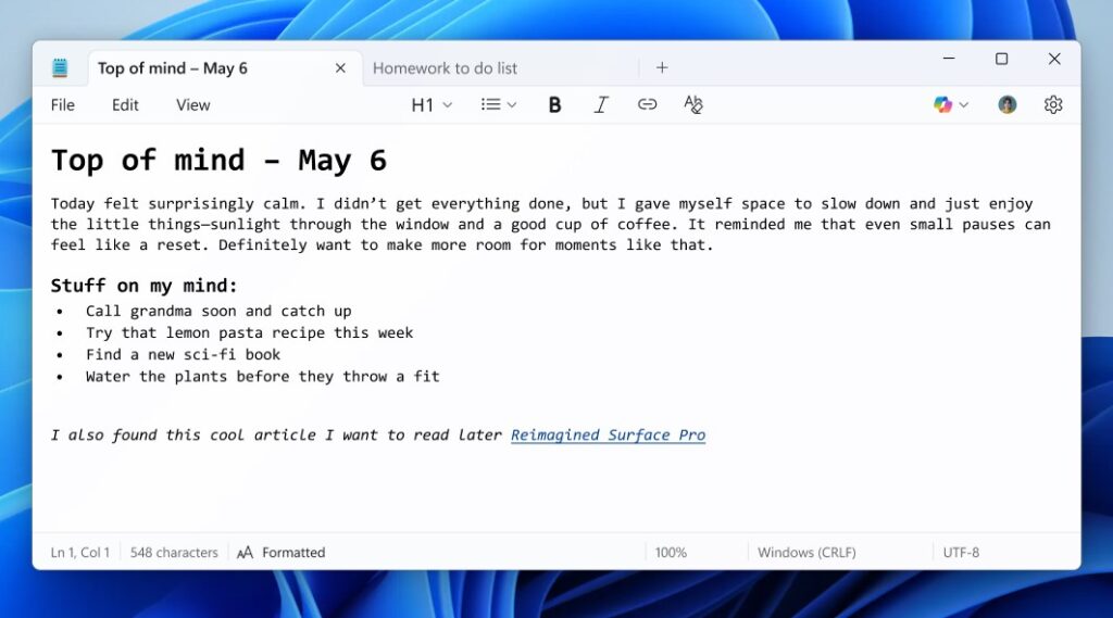 Microsoft Ubah Wajah Notepad, Kini Bisa Bold, Italic, Hyperlink, dan Dukung Markdown