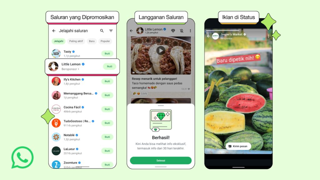 WhatsApp Hadirkan Fitur Baru di Tab Pembaruan: Transformasi Saluran, Status, dan Iklan yang Lebih Interaktif